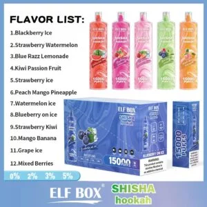 ELF BOX LS15000 Puff Shisha Vandpibe 0% 2% 5% Nikotin Genopladelig Engangs Vape Engros - BackVape - 16