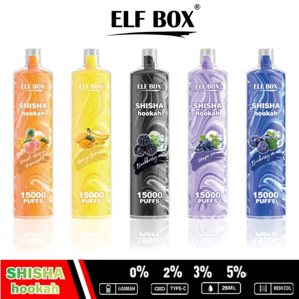 ELF BOX LS15000 Puff Shisha Vandpibe 0% 2% 5% Nikotin Genopladelig Engangs Vape Engros - BackVape - 4