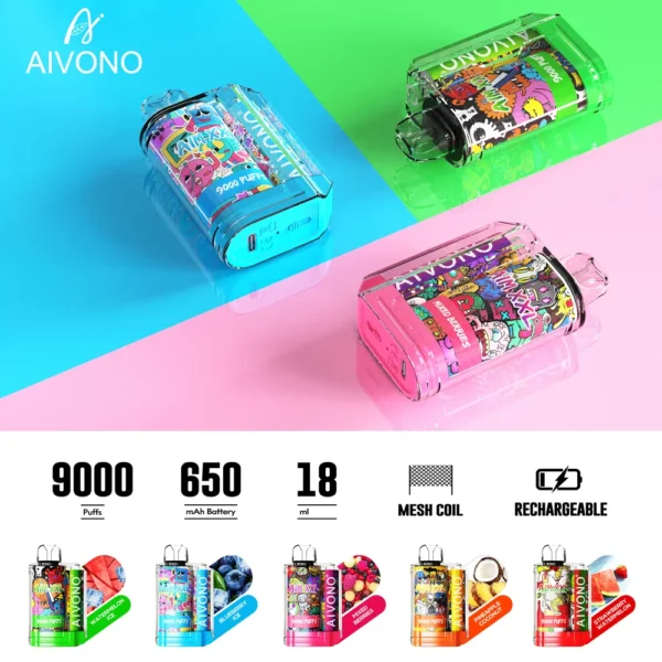 AIVONO AIM XXL 9000 Puffs 0% 2% 3% 5% Low Nicotine Rechargeable Disposable Vapes Pen Bulk Buy Wholesale - BackVape - 11