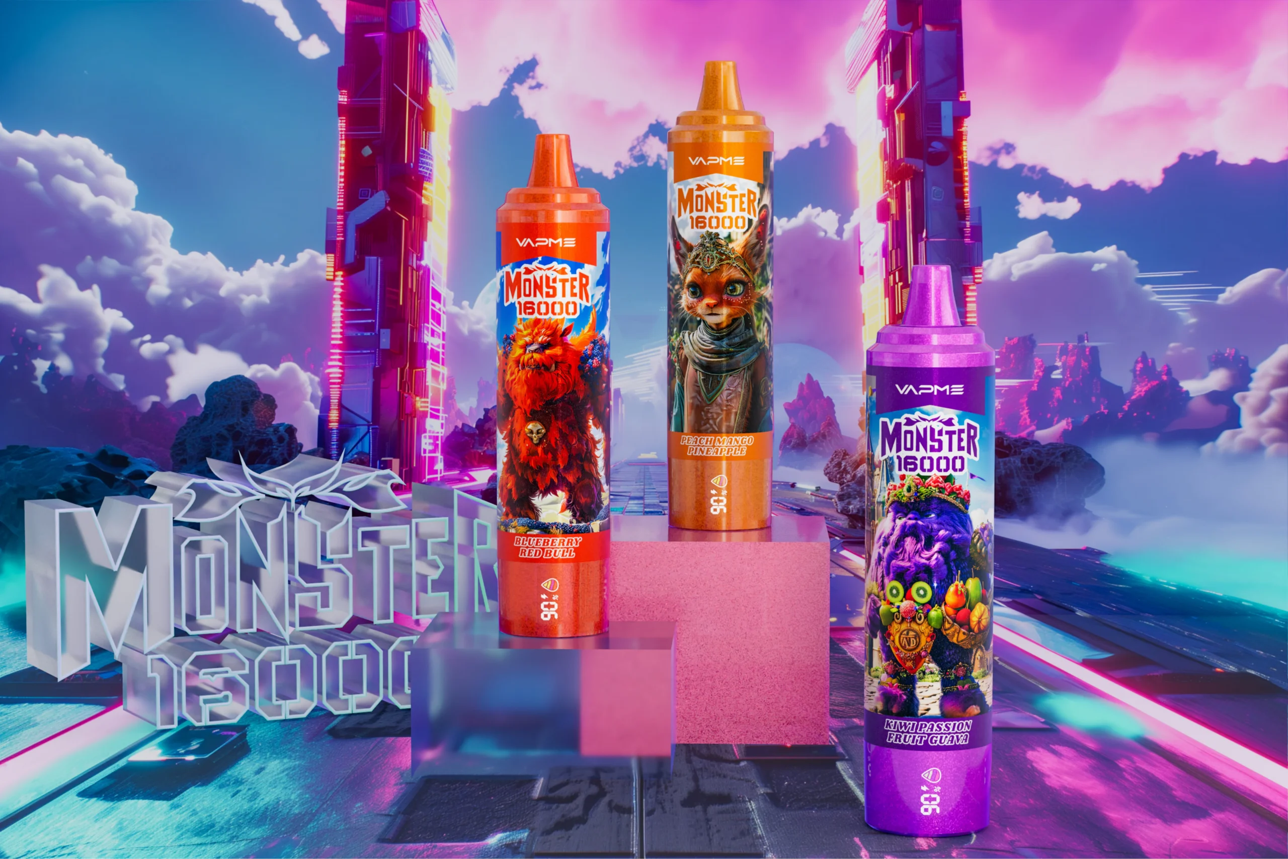 Vapme Monster 16000 Puffs 2% 5% Никотиновые перезаряжаемые одноразовые вейпы оптом купить оптом