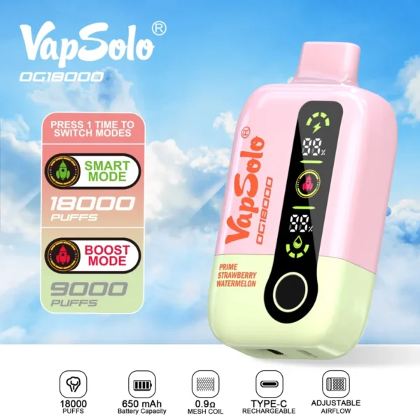 Vapsolo DG 18000 Puffs 2% 5% Аккумуляторная одноразовая ручка для электронных сигарет с низким содержанием никотина Купить оптом - BackVape - 2