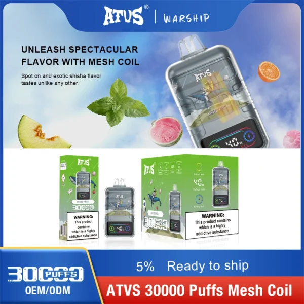 ATVS 30000 Rookwolken Dual Mesh 5% Oplaadbare wegwerpvapes-pen met laag nicotinegehalte Bulk kopen groothandel - BackVape - 9