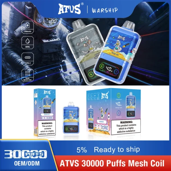 ATVS 30000 Rookwolken Dual Mesh 5% Oplaadbare wegwerpvapes-pen met laag nicotinegehalte Bulk kopen groothandel - BackVape - 8