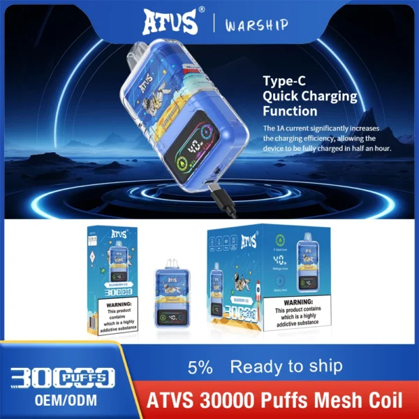 ATVS 30000 Rookwolken Dual Mesh 5% Oplaadbare wegwerpvapes-pen met laag nicotinegehalte Bulk kopen groothandel - BackVape - 6