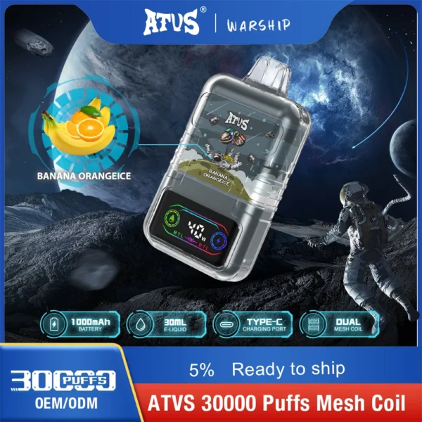 ATVS 30000 Rookwolken Dual Mesh 5% Oplaadbare wegwerpvapes-pen met laag nicotinegehalte Bulk kopen groothandel - BackVape - 4