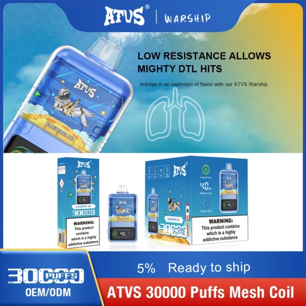 ATVS 30000 Rookwolken Dual Mesh 5% Oplaadbare wegwerpvapes-pen met laag nicotinegehalte Bulk kopen groothandel - BackVape - 10
