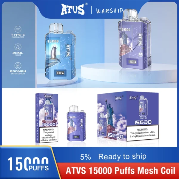 Atvs 15000 Puffs 5% Nabíjateľné jednorazové vapes pero s nízkym obsahom nikotínu vo veľkom Kúpiť veľkoobchod - BackVape - 12