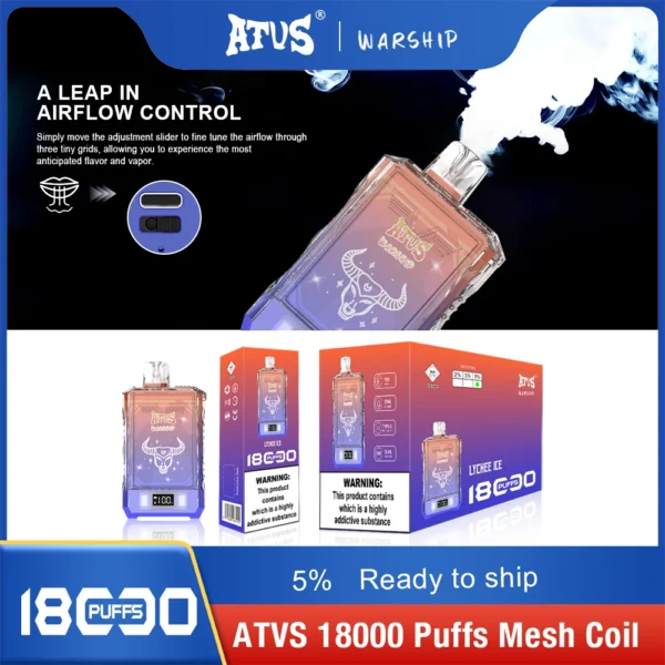 Atvs Warship 18000 Puffs 5% Low Nicotine Rechargeable Disposable Vapes Pen Bulk Buy Wholesale - BackVape - 8