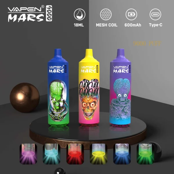 VAPEN Mars 9000 Puffs 0% 2% 5% Vapes desechables recargables con bajo contenido de nicotina Compra a granel al por mayor - BackVape - 1