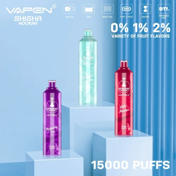VAPEN Shisha Szisza 15000 Zaciągnięć 0% 2% Niskonikotynowy Akumulator Jednorazowy Vapes Pen Luzem Kup hurtowo - BackVape - 1