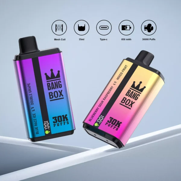 Bang Box 30000 Puffs Dupla ízű 0% 2% 3% 5% Alacsony nikotintartalmú Újratölthető Eldobható Vapes Pen Tömeges Vásárlás Nagyker - BackVape - 1