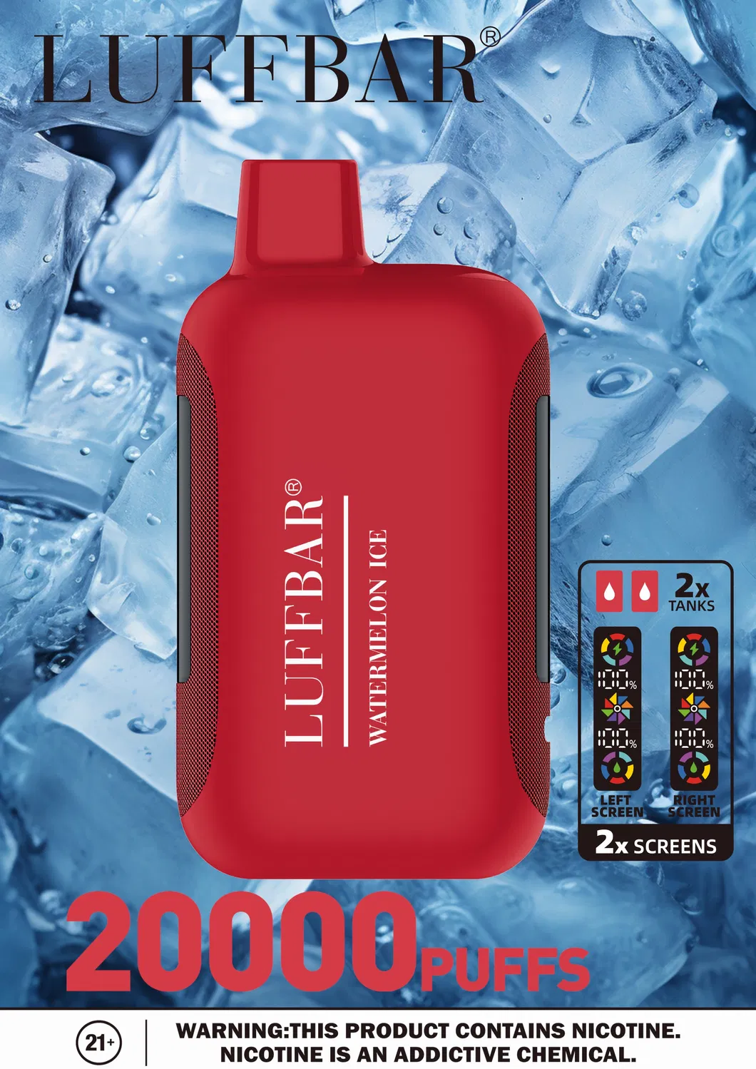 VASY LUFFBAR Dually 20000 Puffs Dual Digital Screen 50mg Low Nikotine Ladattava Kertakäyttöinen Vapes Pen Bulk Tukkumyynti