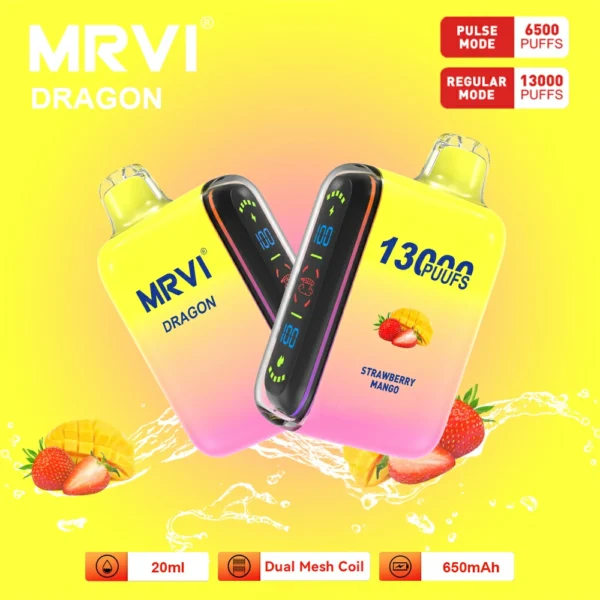 MRVI Dragon 13000 Puffs Écran numérique à double maille 2% 5% Stylo à vape jetable rechargeable à faible teneur en nicotine en vrac Acheter en gros - BackVape - 11