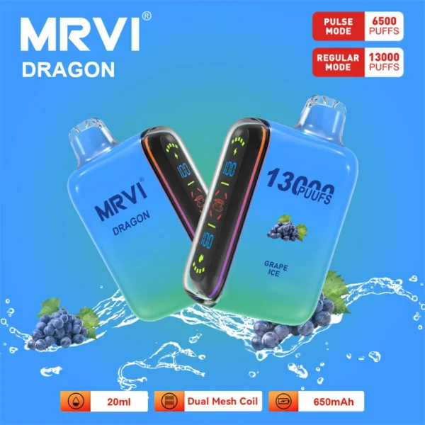MRVI Dragon 13000 Puffs Écran numérique à double maille 2% 5% Stylo à vape jetable rechargeable à faible teneur en nicotine en vrac Acheter en gros - BackVape - 9