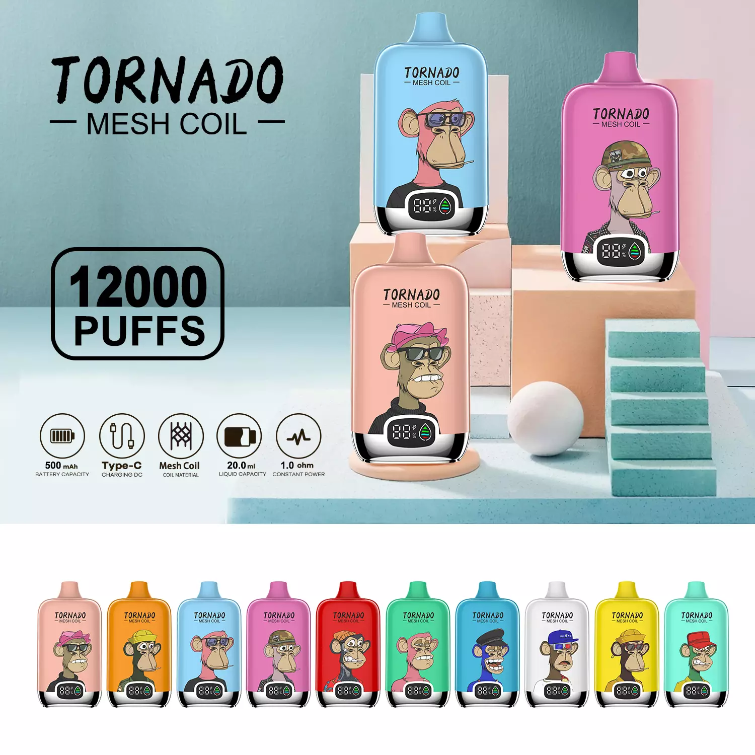 Tornado 12000 Puffs 2% Alacsony nikotintartalmú újratölthető eldobható Vapes Pen Tömeges Vásárlás Nagyker