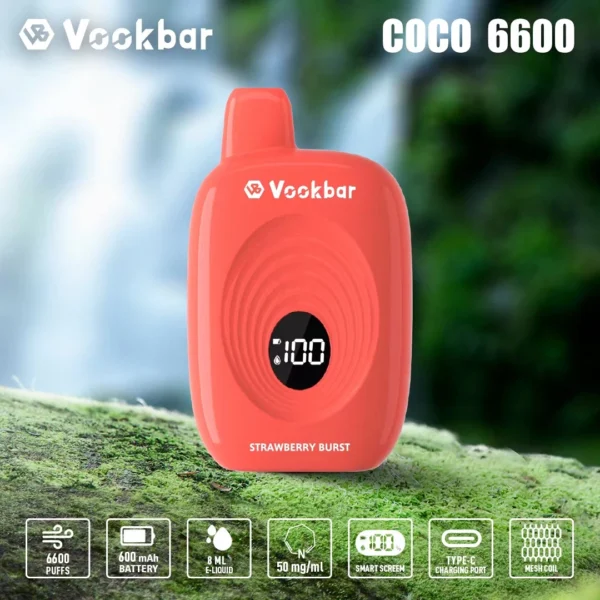Vookbar Coco 6600 Puffs Digital Smart Screen 3% Vähä Nikotiini Ladattava Kertakäyttöinen Vapes Pen Bulk Tukkumyynti - BackVape - 4