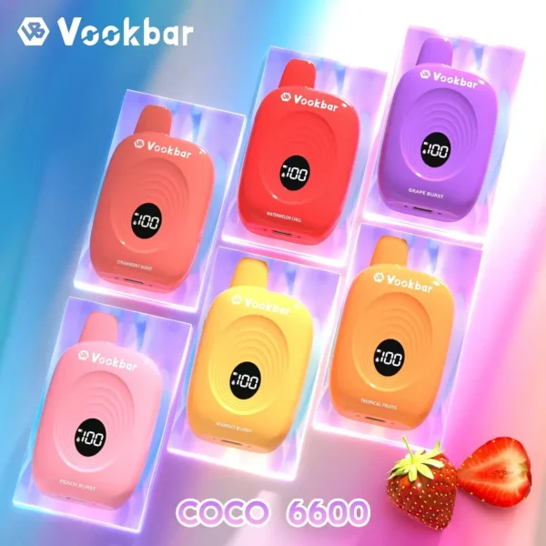 Vookbar Coco 6600 Puffs Digital Smart Screen 3% Vähä Nikotiini Ladattava Kertakäyttöinen Vapes Pen Bulk Tukkumyynti - BackVape - 1