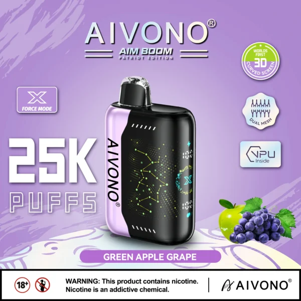 AIVONO AIM BOOM 25000 Rookwolken Dual Mesh Digitaal scherm 0% 2% 3% 5% Oplaadbare wegwerpvapes-pen met laag nicotinegehalte Bulk kopen groothandel - BackVape - 1