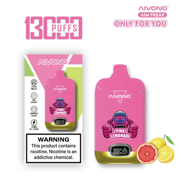 AIVONO AIM FREAK 13000 Puffs Цифровой экран 0% 2% 3% 5% Перезаряжаемая одноразовая ручка для электронных сигарет с низким содержанием никотина Купить оптом - BackVape - 11