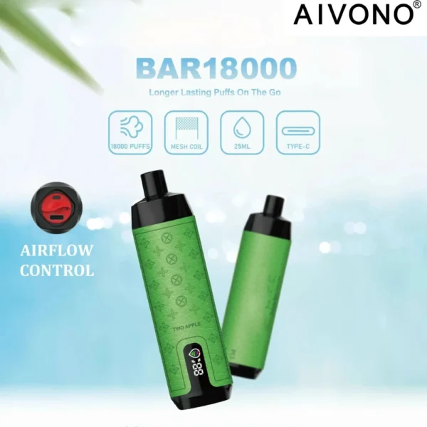 AIVONO Deluxe Bar 18000 Puffs Кальян с цифровым экраном 0% 2% 3% 5% Перезаряжаемые одноразовые ручки для электронных сигарет с низким содержанием никотина Купить оптом - BackVape - 1