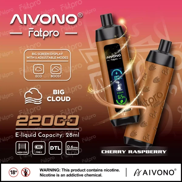 AIVONO Fatpro 22000 Puffs Hookah Digital Screen 0% 2% 3% 5% Stylo vapes jetable rechargeable à faible teneur en nicotine en vrac Acheter en gros - BackVape - 2