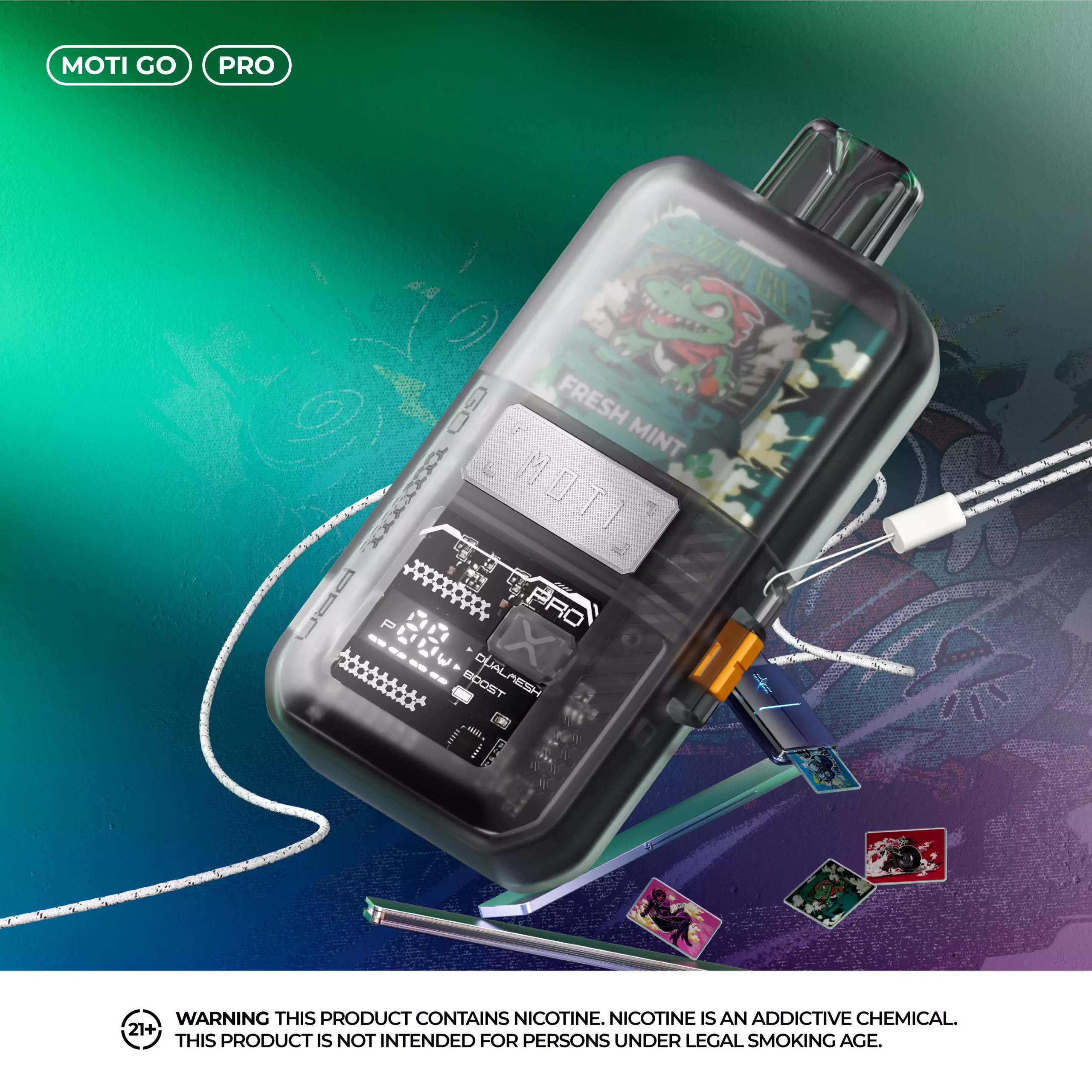 MOTI Go Pro 12000 Puffs Dual Mesh Smart Screen 3% 5% Low Nikotine Ladattava Kertakäyttöinen Vapes Pen Bulk Tukkumyynti