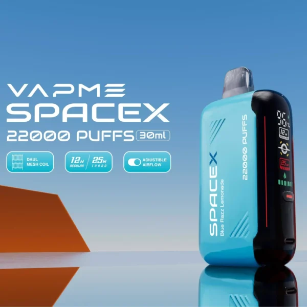 VAPME Spacex 22000 Puffs digitaalinen näyttö 0% 2% 3% 5% Vähänikotiini Ladattava Kertakäyttöinen Vapes Pen Bulk Tukkumyynti - BackVape - 1