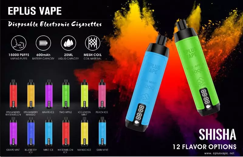 VASY EPLUS Vape Shisha 15000 Puffs digitaalinen näyttö 0,6% Vähänikotiiniinen Ladattava Kertakäyttöinen Vapes Pen Bulk Tukkumyynti